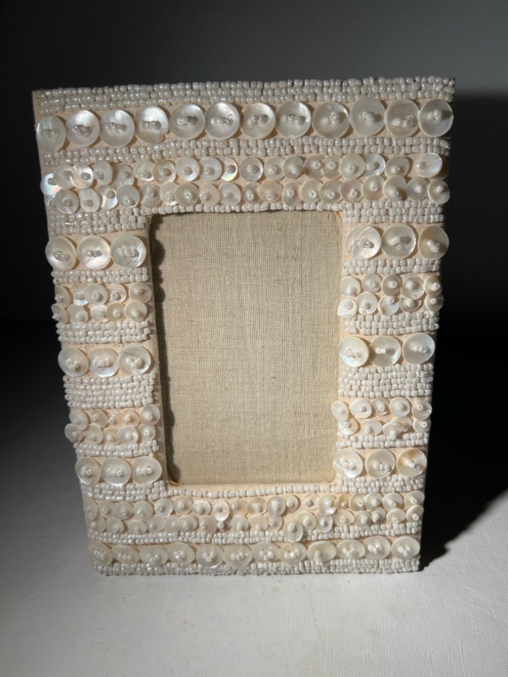 Pearl Shell Picture Frame Linen Style 4x6 Look Fits 3.5x5.75 in Photo 9.75x7 in